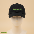 AI...Because I Have Other Things To Do hat in black, embroidered with AI...BECAUSE I HAVE OTHER THINGS TO DO in brown and green, on a foam mannequin head