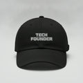 Black baseball cap embroidered with TECH FOUNDER, adjustable one size unisex fit
